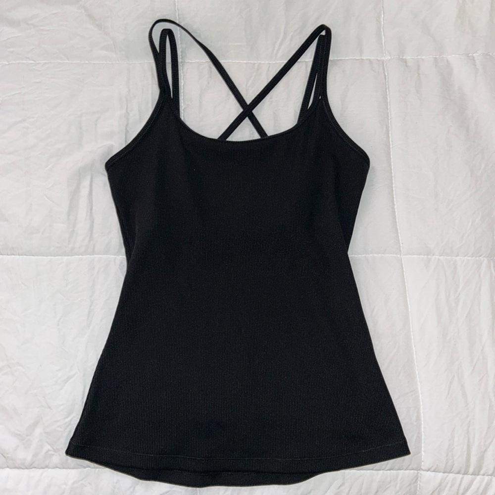 BLACK WORKOUT TANK STRAPPY-BACK